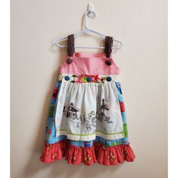 Vintage Matilda Jane Sugarland apron knot dress 4 removable apron sparkle button